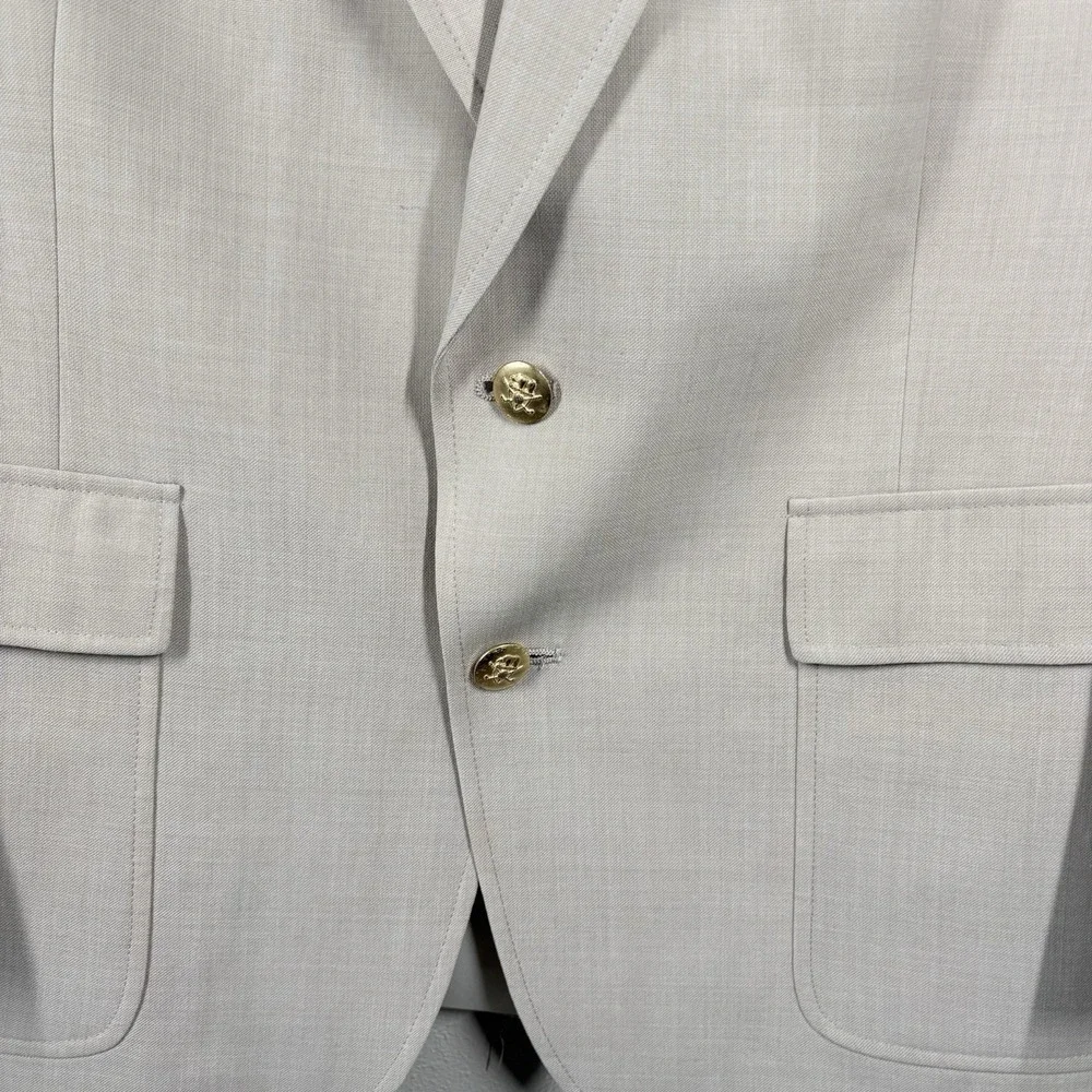 Hart Schaffner Marx‎ Dillards Beige Tan Blazer  J Nicklaus  42S  Gold Button VTG